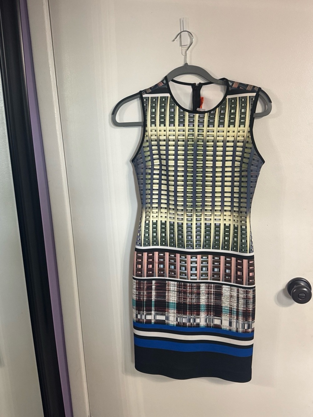 Clover Canyon Multi-Pattern Sleeveless Mini Dress in Yellow, Blue, Pink